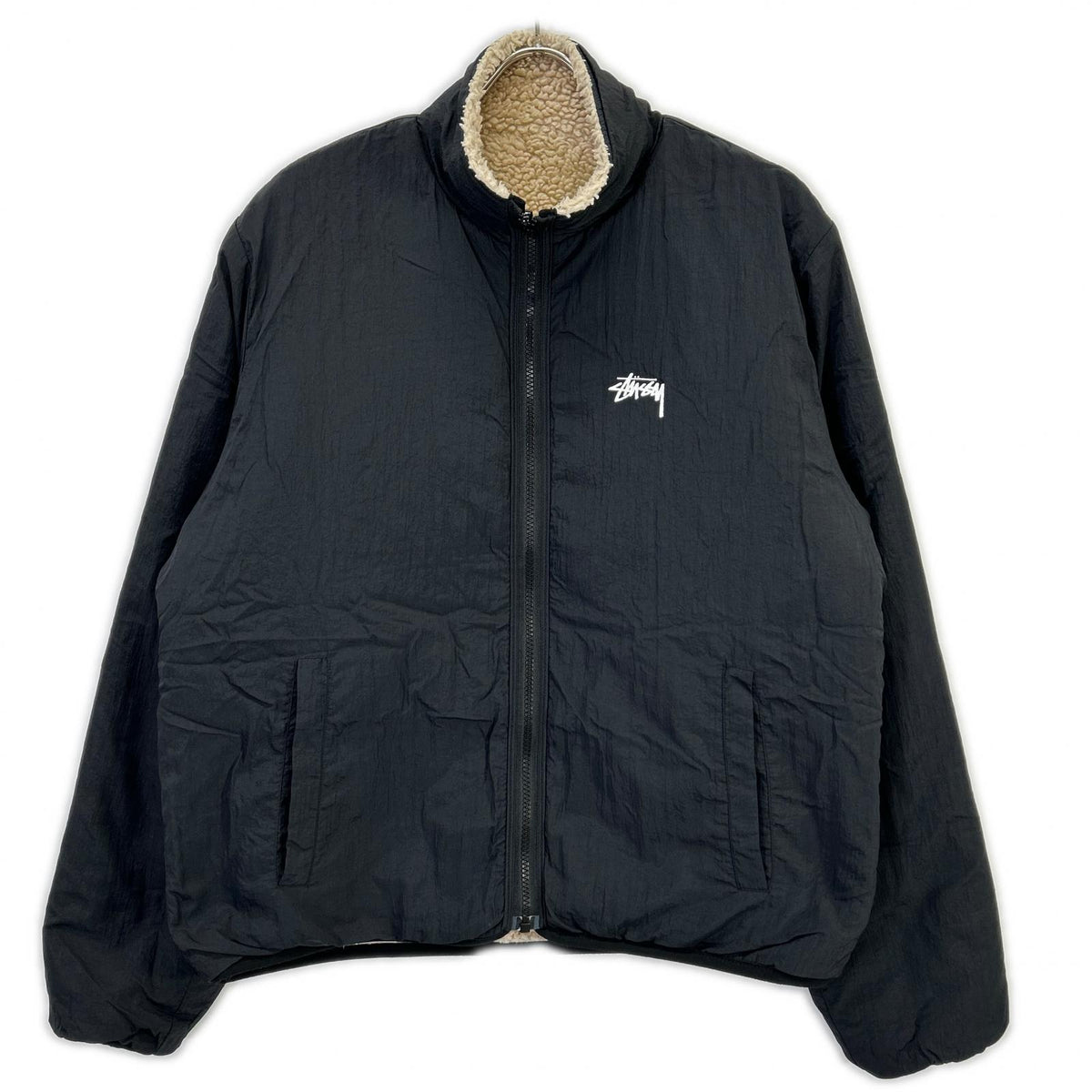 stussy ステューシー ブラック×ベージュ SHERPA ボアフリース リバーシブル ジャケット ジャケット