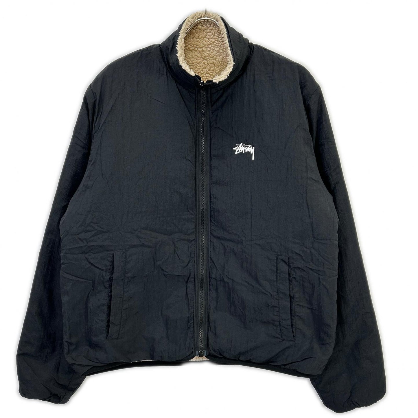stussy ステューシー ブラック×ベージュ SHERPA ボアフリース リバーシブル ジャケット ジャケット