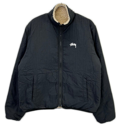 stussy ステューシー ブラック×ベージュ SHERPA ボアフリース リバーシブル ジャケット ジャケット