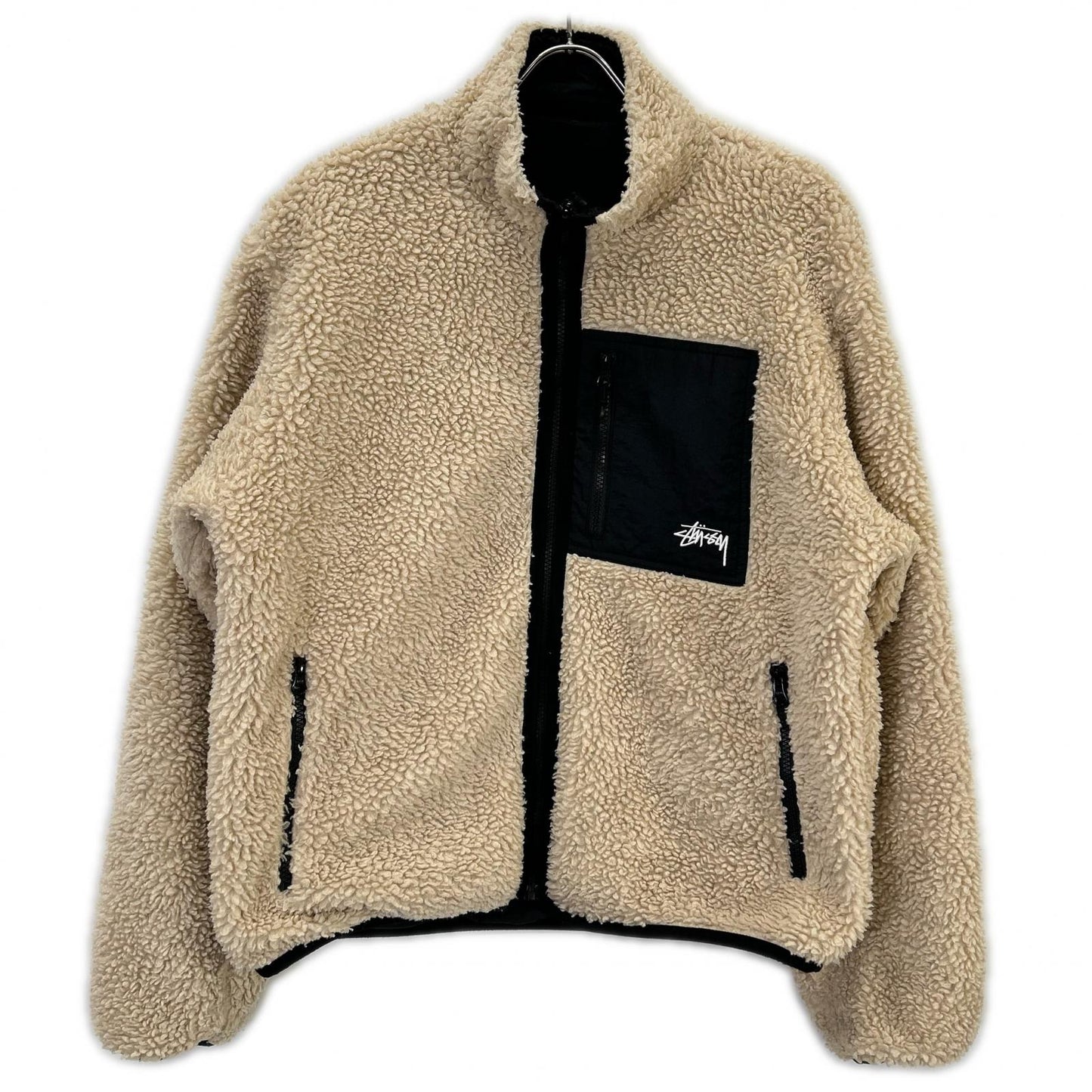 stussy ステューシー ブラック×ベージュ SHERPA ボアフリース リバーシブル ジャケット ジャケット