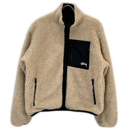 stussy ステューシー ブラック×ベージュ SHERPA ボアフリース リバーシブル ジャケット ジャケット