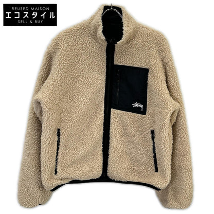 stussy ステューシー ブラック×ベージュ SHERPA ボアフリース リバーシブル ジャケット ジャケット