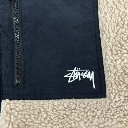 stussy ステューシー ブラック×ベージュ SHERPA ボアフリース リバーシブル ジャケット ジャケット