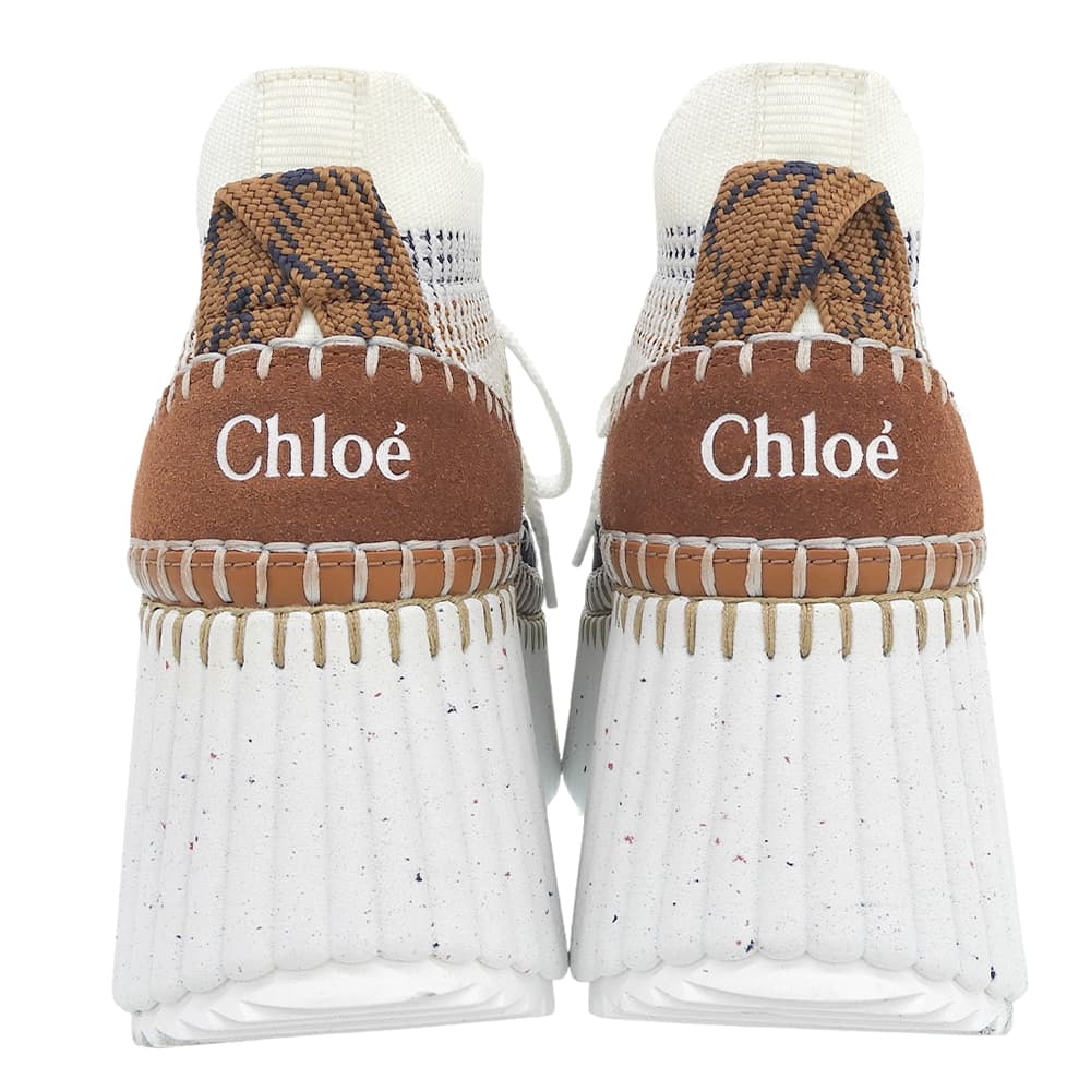 Chloe クロエ 美品 NAMA ウェッジスニーカー シューズ レディース ホワイト×ベージュ 25.5cm 0323252 シューズ