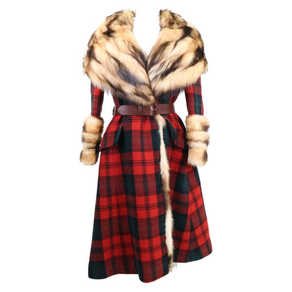 LOUIS VUITTON Louis Vuitton 2004 collection Fitch wool checked belted long coat coat
