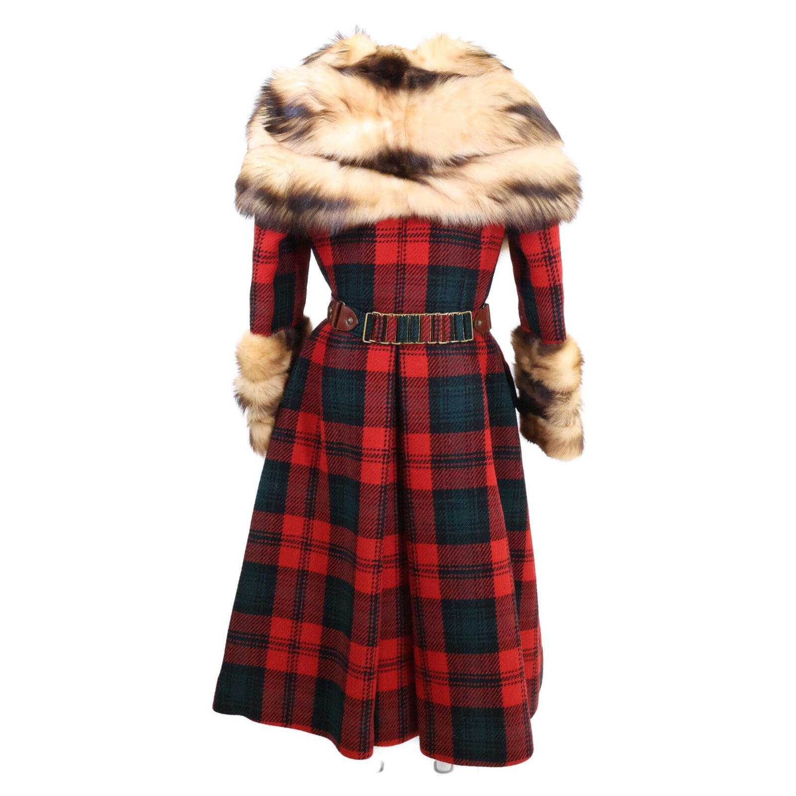 LOUIS VUITTON Louis Vuitton 2004 collection Fitch wool checked belted long coat coat