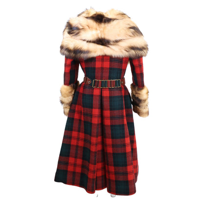 LOUIS VUITTON Louis Vuitton 2004 collection Fitch wool checked belted long coat coat