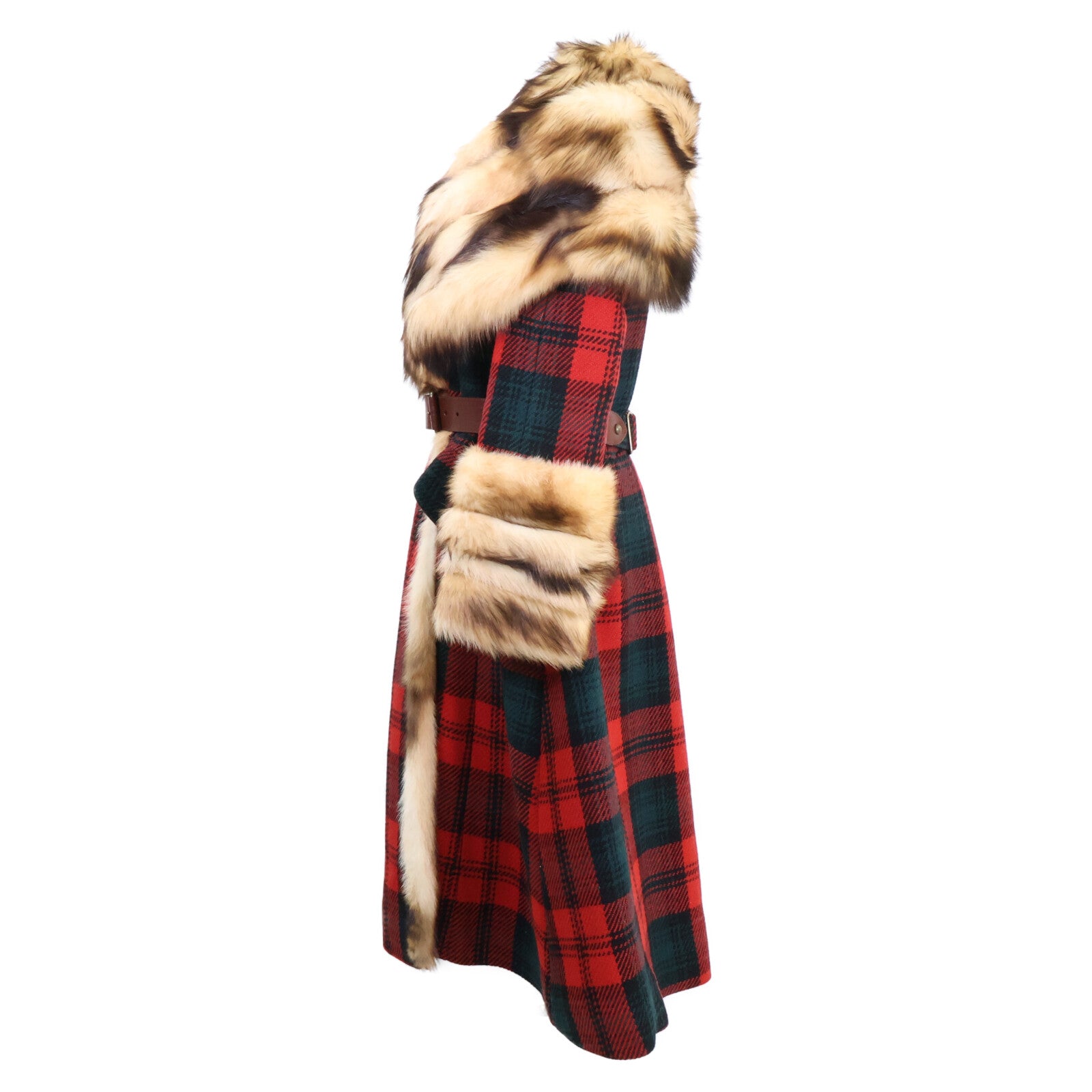 LOUIS VUITTON Louis Vuitton 2004 collection Fitch wool checked belted long coat coat