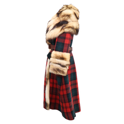 LOUIS VUITTON Louis Vuitton 2004 collection Fitch wool checked belted long coat coat