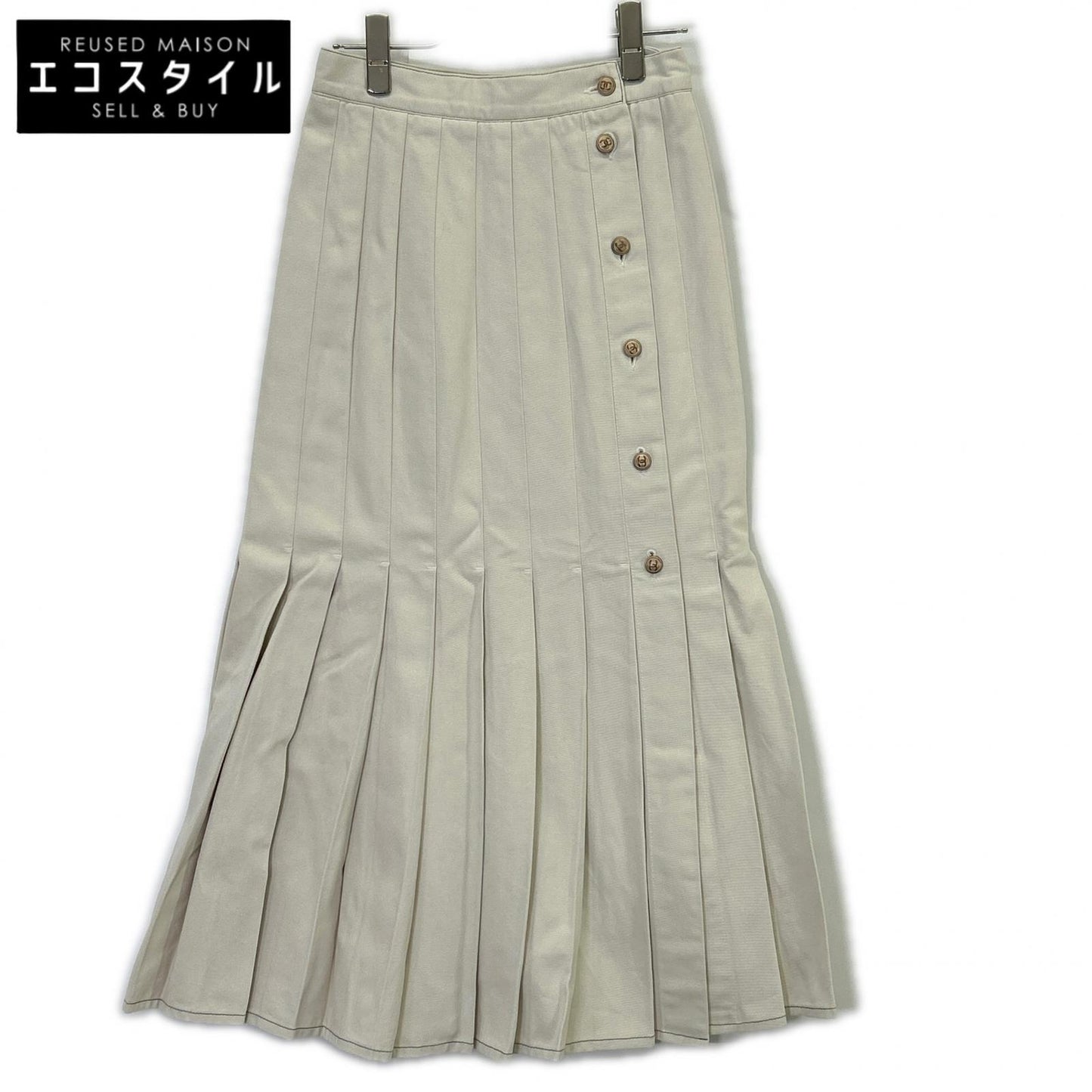 CHANEL シャネル 国内正規 P20361V11926 03年製 ココボタン コットン プリーツ スカート スカート