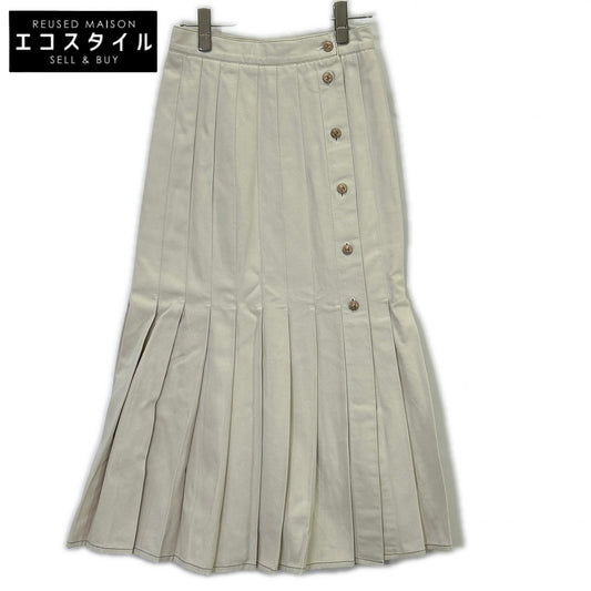 CHANEL シャネル 国内正規 P20361V11926 03年製 ココボタン コットン プリーツ スカート スカート