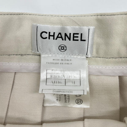 CHANEL シャネル 国内正規 P20361V11926 03年製 ココボタン コットン プリーツ スカート スカート