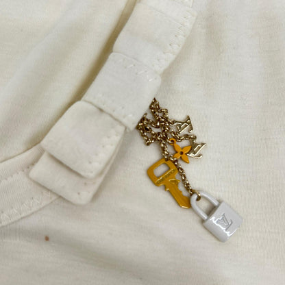 LOUIS VUITTON Ivory Ribbon Cotton Short-Sleeve Top