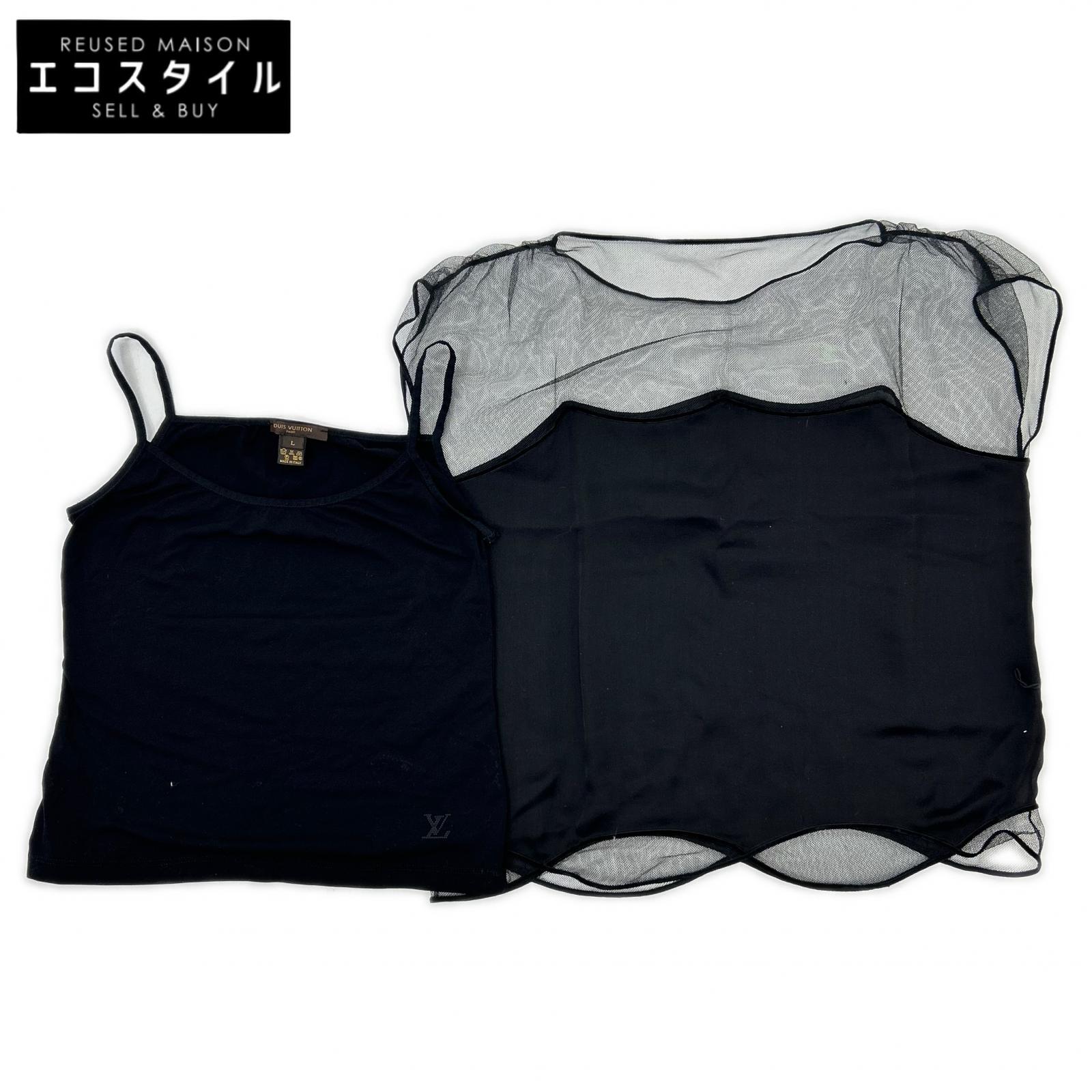 LOUIS VUITTON Black Sheer Color-Block Blouse with Belt