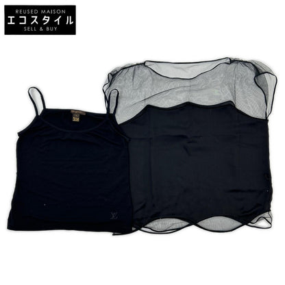 LOUIS VUITTON Black Sheer Color-Block Blouse with Belt