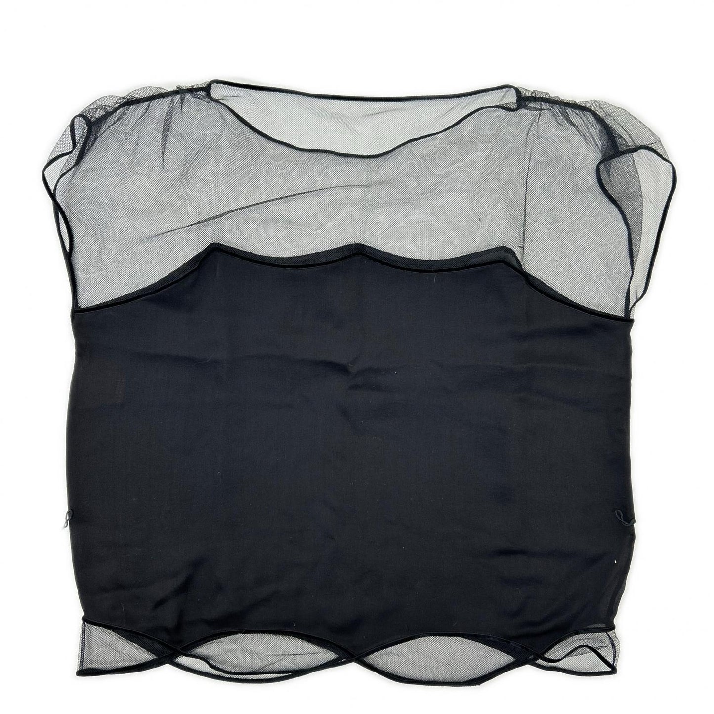 LOUIS VUITTON Black Sheer Color-Block Blouse with Belt