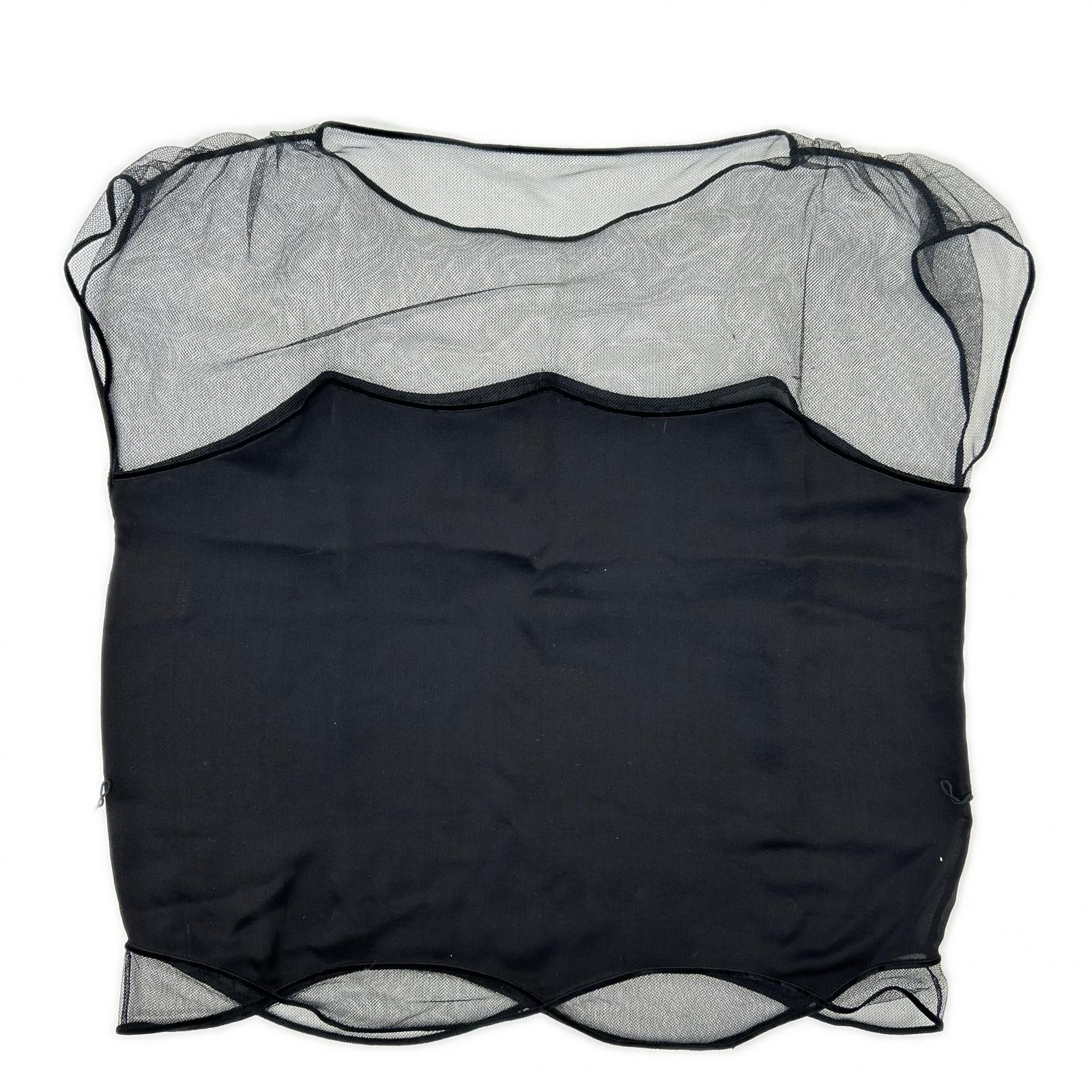 LOUIS VUITTON Black Sheer Color-Block Blouse with Belt
