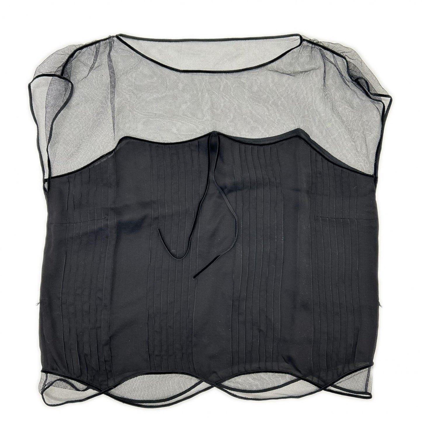 LOUIS VUITTON Black Sheer Color-Block Blouse with Belt