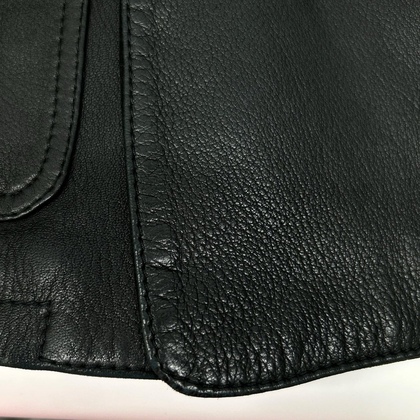 Salvatore Ferragamo Black Leather Suede Collar Gancini Button Leather Coat