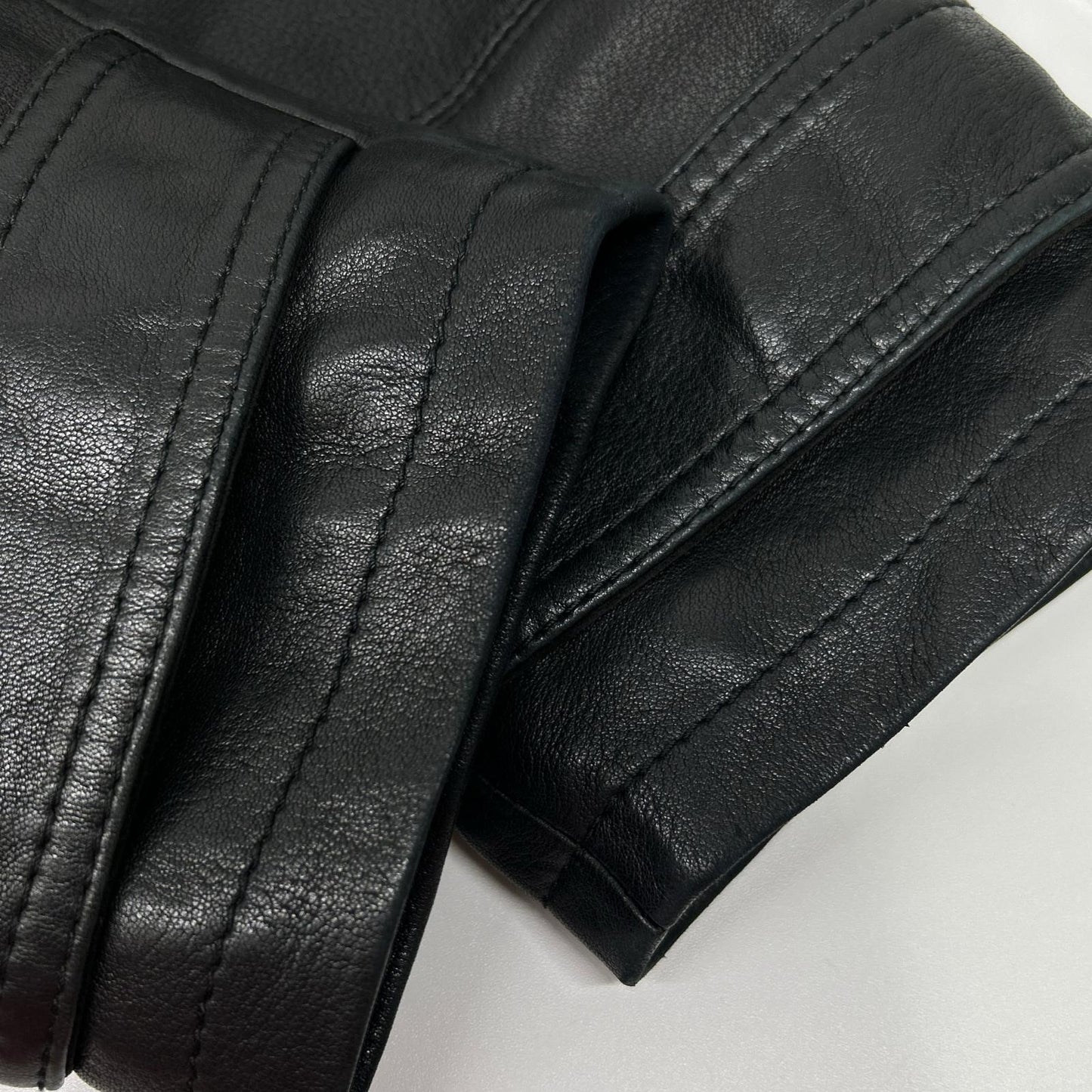 Salvatore Ferragamo Black Leather Suede Collar Gancini Button Leather Coat