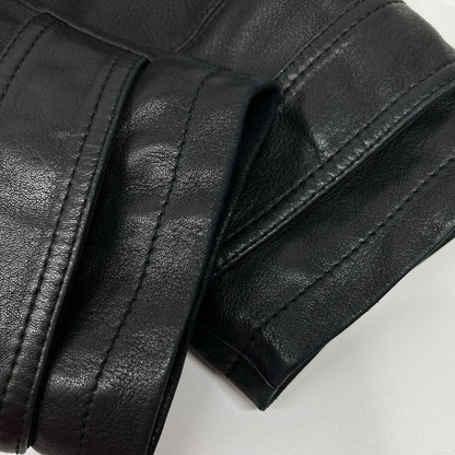 Salvatore Ferragamo Black Leather Suede Collar Gancini Button Leather Coat