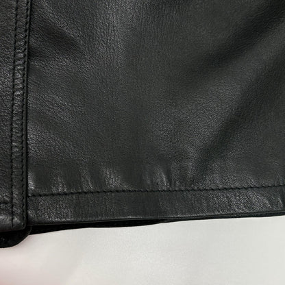 Salvatore Ferragamo Black Leather Suede Collar Gancini Button Leather Coat