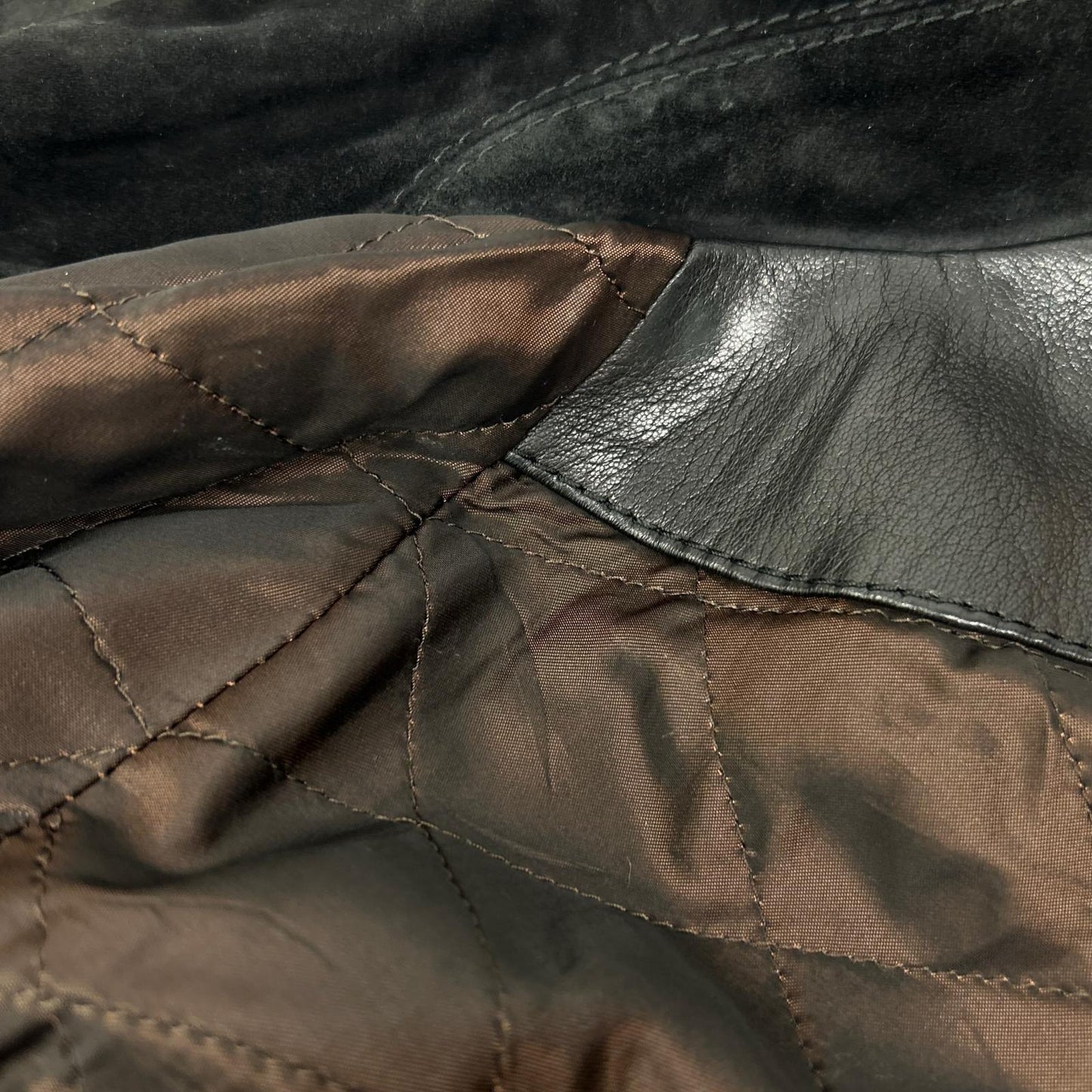 Salvatore Ferragamo Black Leather Suede Collar Gancini Button Leather Coat