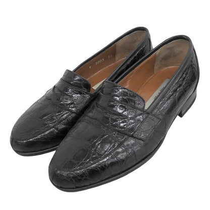 CESARE PACIOTTI Crocodile-embossed penny loafers, men's shoes, black, 5 1/2, shoes