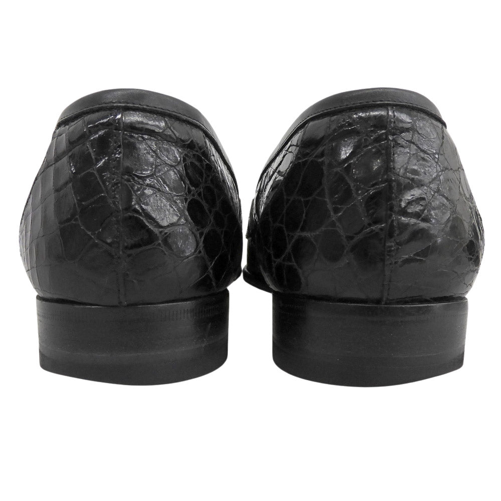 CESARE PACIOTTI Crocodile-embossed penny loafers, men's shoes, black, 5 1/2, shoes