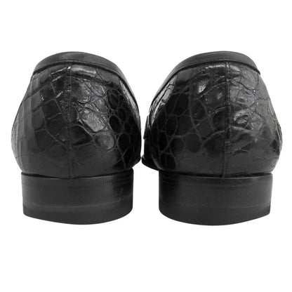 CESARE PACIOTTI Crocodile-embossed penny loafers, men's shoes, black, 5 1/2, shoes