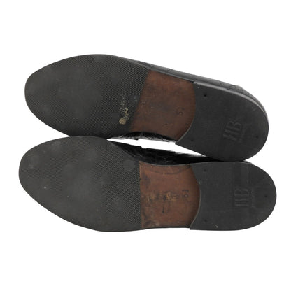 CESARE PACIOTTI Crocodile-embossed penny loafers, men's shoes, black, 5 1/2, shoes