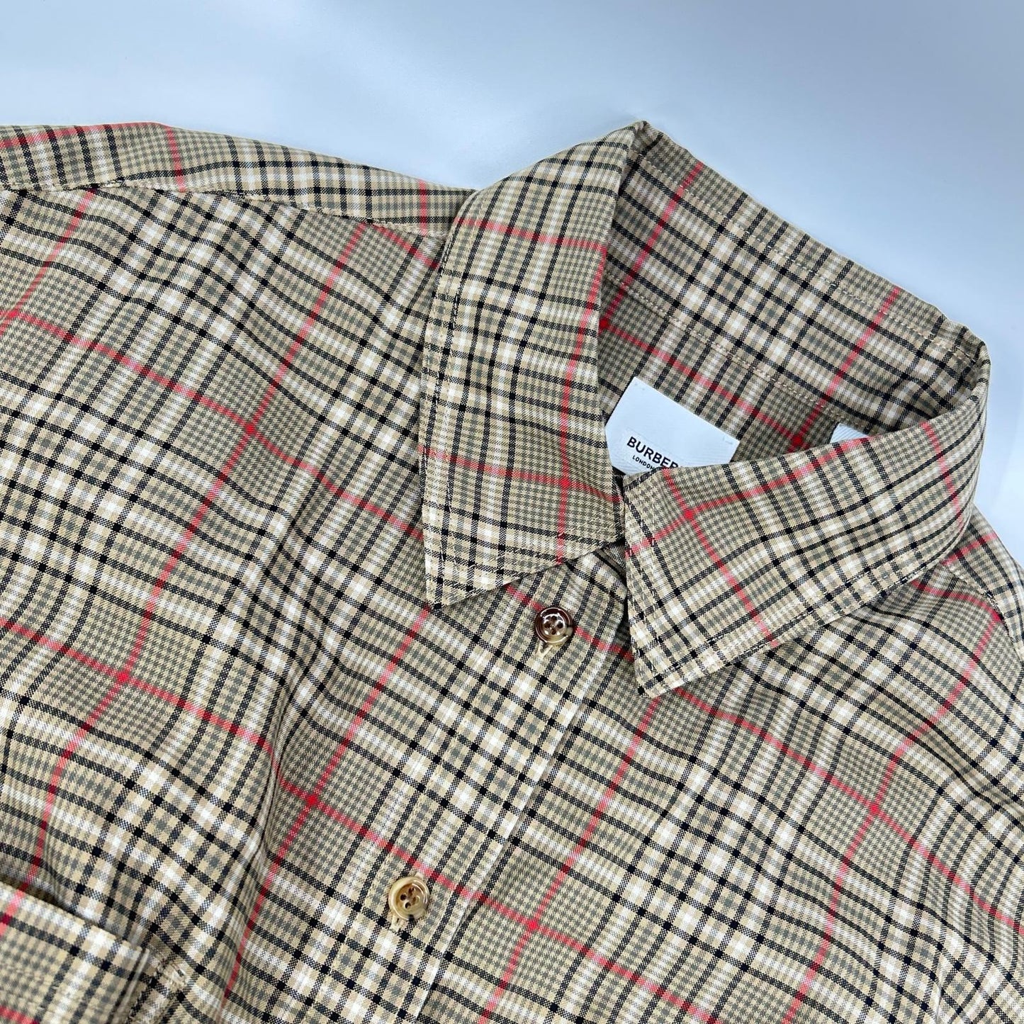 BURBERRY バーバリー 8036139 ティッシ期 ブラウン チェック コットン ニット切替 シャツワンピース ワンピース