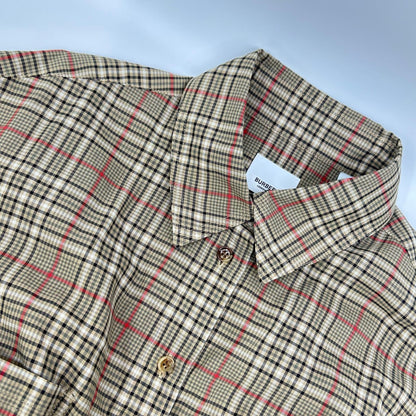 BURBERRY バーバリー 8036139 ティッシ期 ブラウン チェック コットン ニット切替 シャツワンピース ワンピース