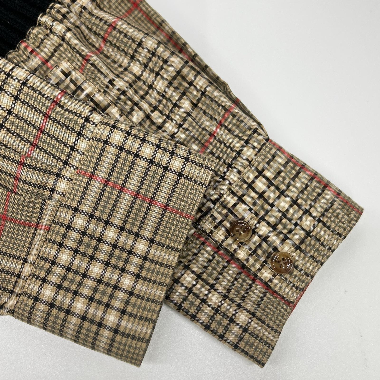 BURBERRY バーバリー 8036139 ティッシ期 ブラウン チェック コットン ニット切替 シャツワンピース ワンピース