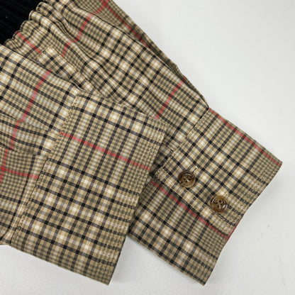 BURBERRY バーバリー 8036139 ティッシ期 ブラウン チェック コットン ニット切替 シャツワンピース ワンピース