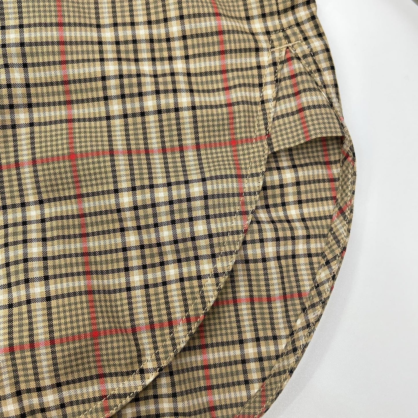 BURBERRY 8036139 Tisci Era Brown Check Cotton Knit-Panelled Shirt Dress
