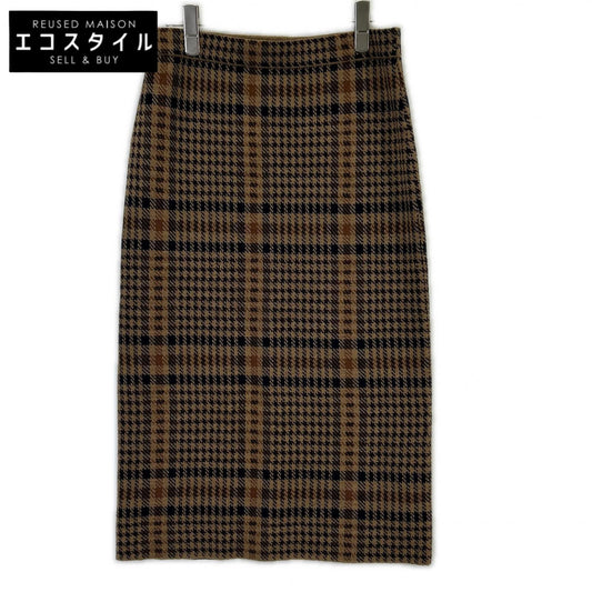 DRIES VAN NOTEN Brown Check Knit Skirt