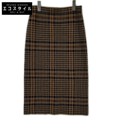 DRIES VAN NOTEN Brown Check Knit Skirt