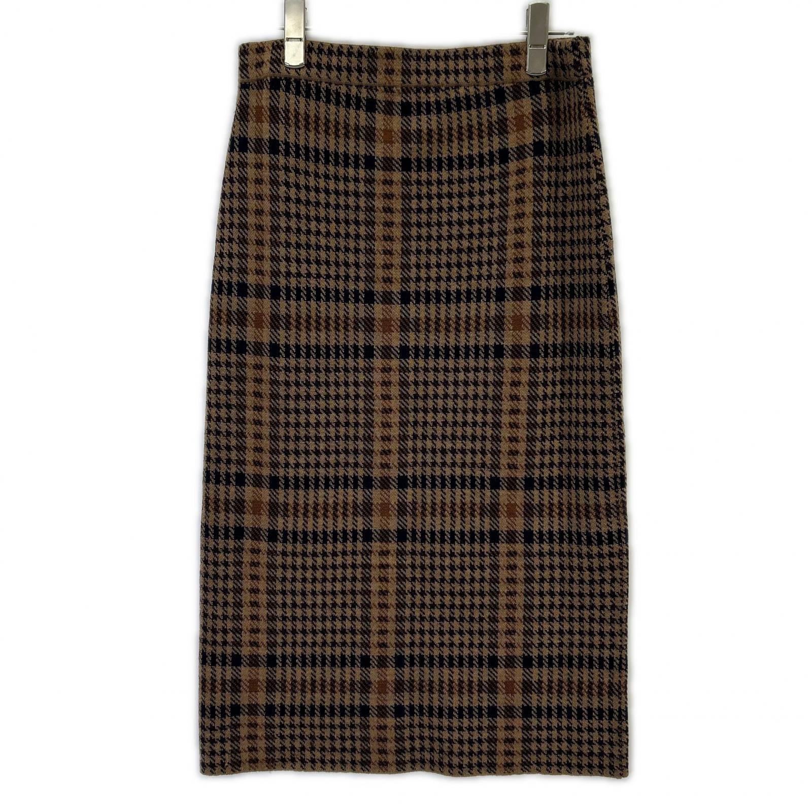 DRIES VAN NOTEN Brown Check Knit Skirt