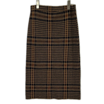 DRIES VAN NOTEN Brown Check Knit Skirt