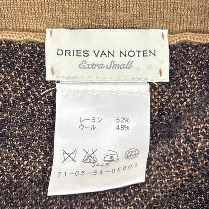 DRIES VAN NOTEN Brown Check Knit Skirt