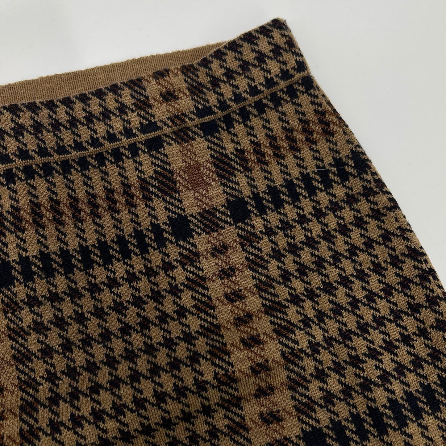 DRIES VAN NOTEN Brown Check Knit Skirt