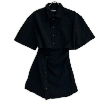 JACQUEMEUS ジャックムス ブラック La Montagne ナイロン 変形S/Sシャツ トップス