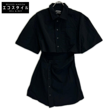 JACQUEMEUS ジャックムス ブラック La Montagne ナイロン 変形S/Sシャツ トップス