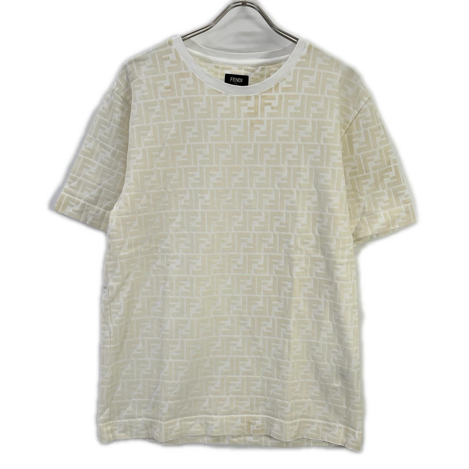 FENDI FY0936 A7D5 white Zucca all-over print T-shirt top