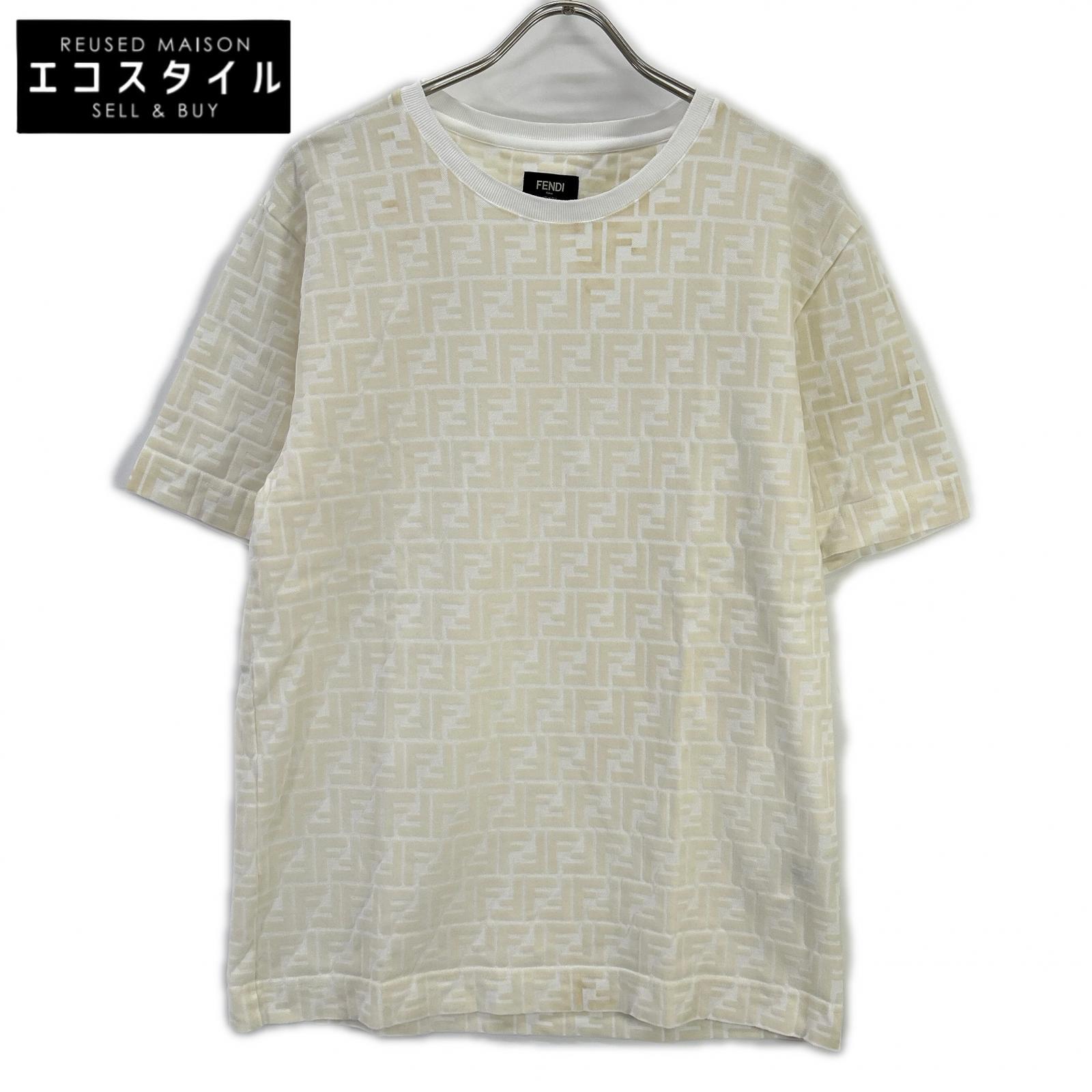 FENDI FY0936 A7D5 white Zucca all-over print T-shirt top