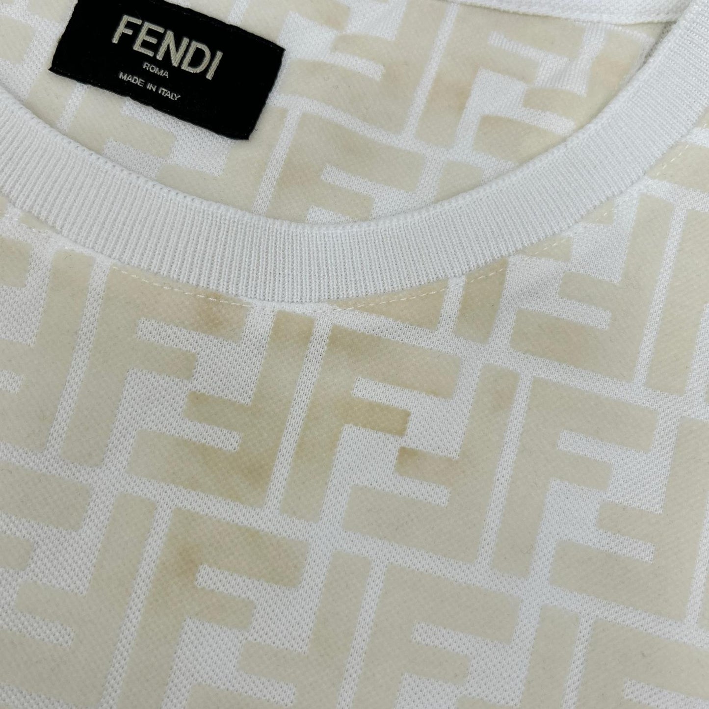 FENDI FY0936 A7D5 white Zucca all-over print T-shirt top