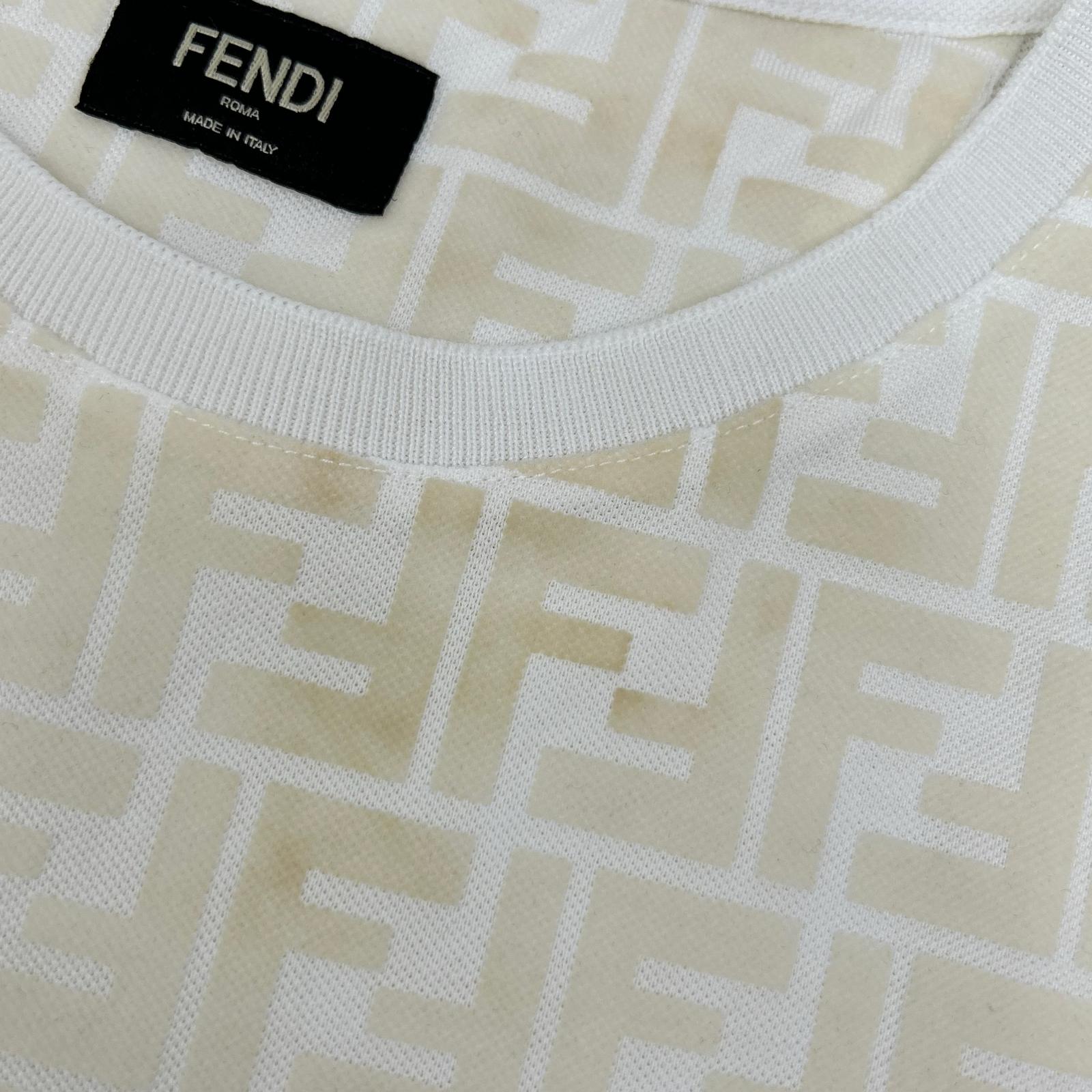 FENDI FY0936 A7D5 white Zucca all-over print T-shirt top