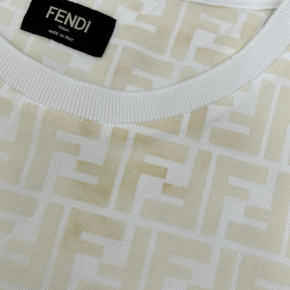 FENDI FY0936 A7D5 white Zucca all-over print T-shirt top