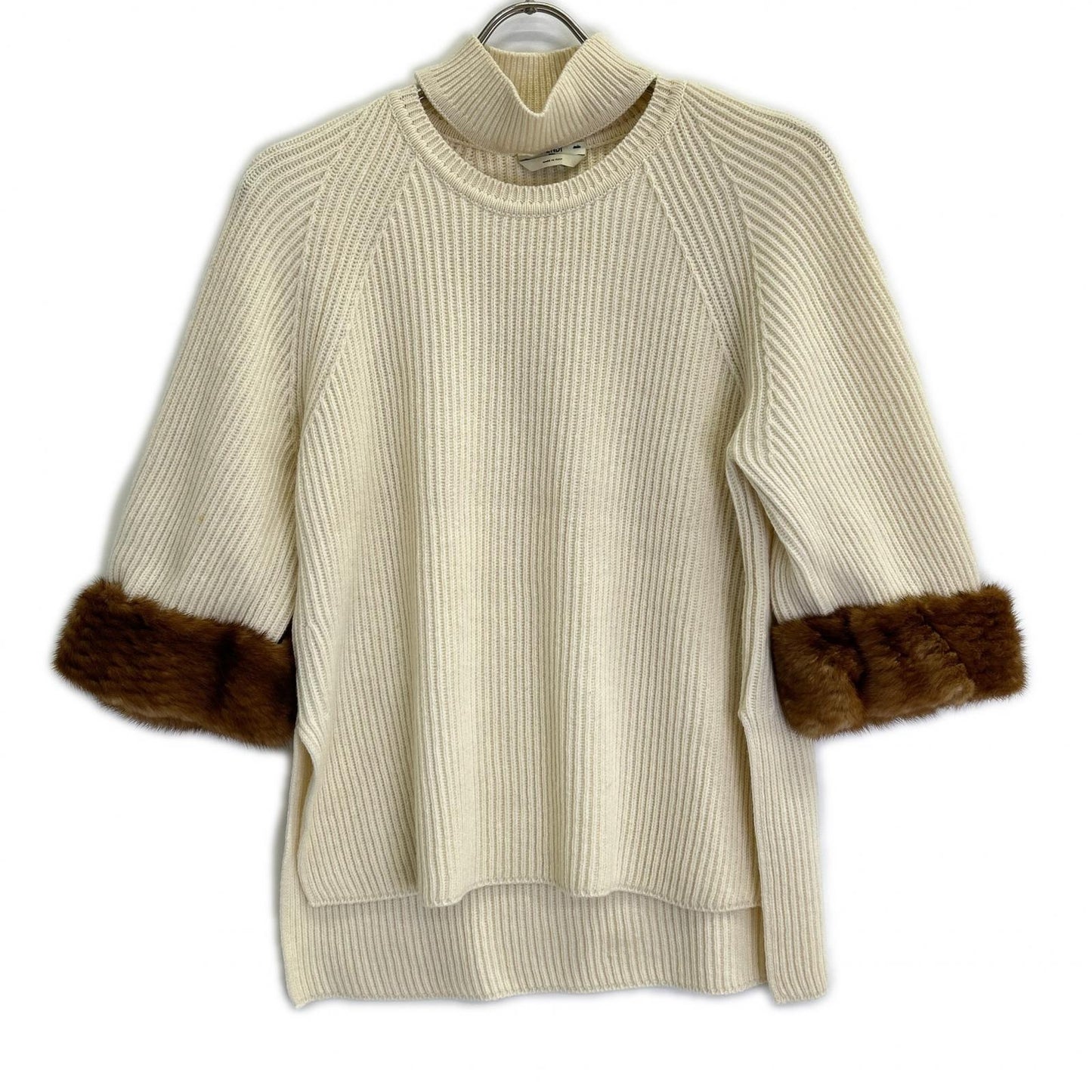 FENDI フェンディ FZY545 A1DE 17年製 ホワイト カシミヤ100 ホルターネックニットトップス トップス